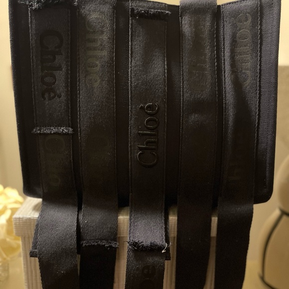 Chloé Mediem Woody Logo Embroidered Webbing Canvas Tote - Picture 6 of 9